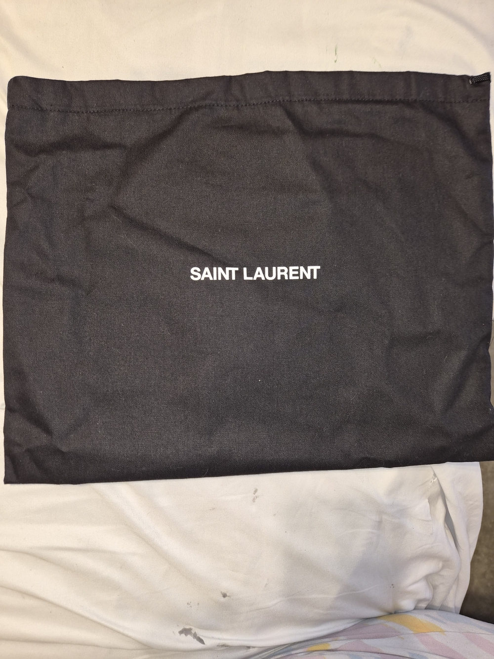 YSL Saint Laurent 14.5x11.5 Storage Black Canvas Drawstring Dust Bag